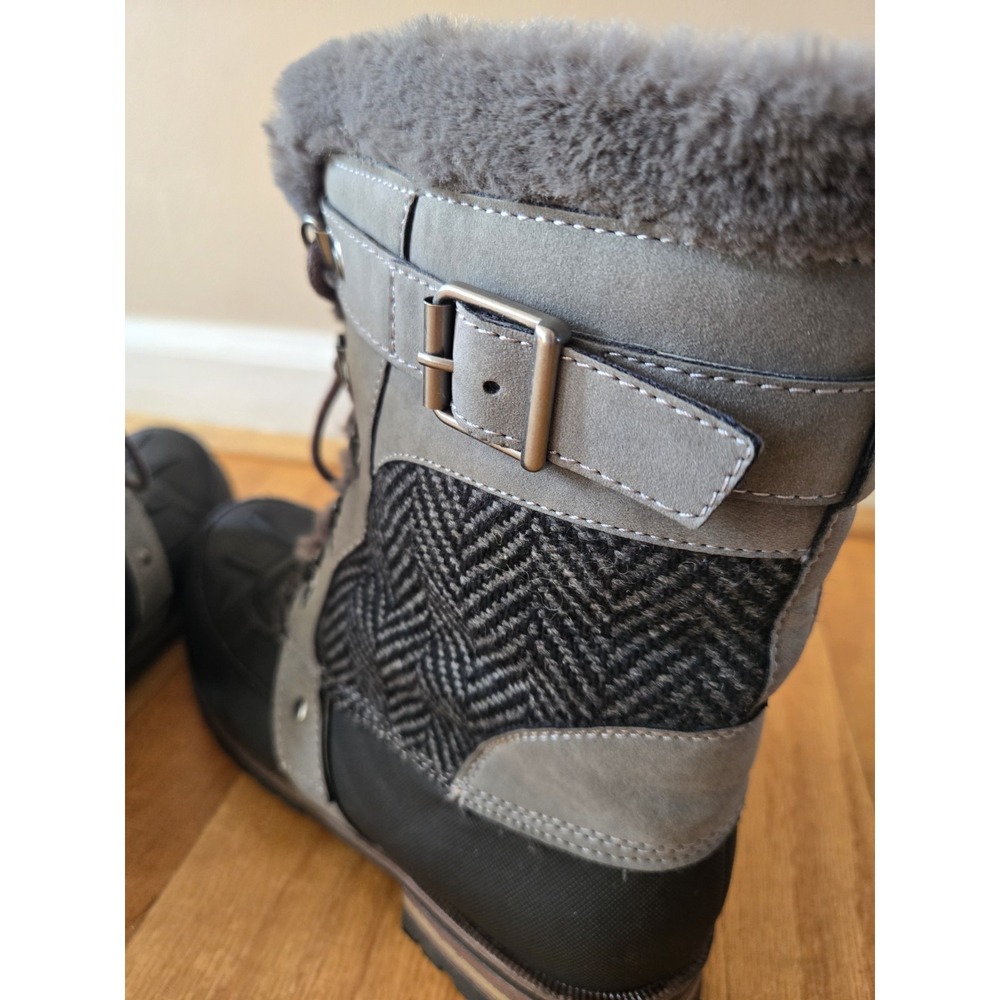 Rock And Candy Boots Womens 9 Danlea Winter Duck Boot Grey Faux Leather